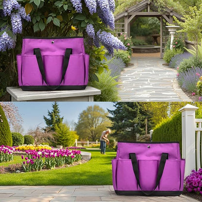 Tool Bag Garden Tote Large Organizer Bag Carrier Gardening Storage Tote with Interior Exterior Side Pockets Handles Strap for Garden Plant Tool Set Store Content Bag