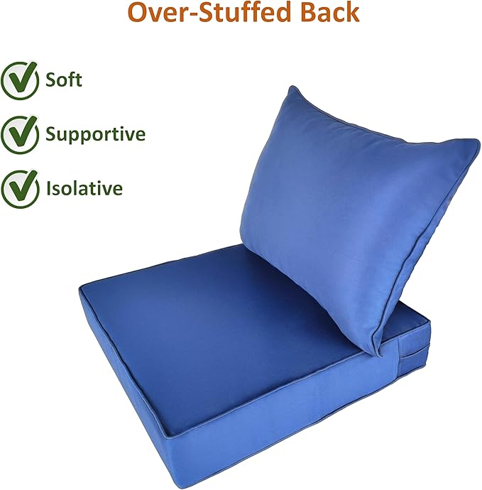 Outdoor Patio Furniture Replacement Cushions,25X25X5 Inch Deep Seat Chair Seat Back Cushion Set,All Weather Breathable Sectional Cushions for Patio Furniture Couch Loveseat,Navy Blue
