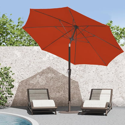 PatioKingdom 9FT Patio Outdoor Umbrella-UPF 50+ Sun Shade with Wind Vent, Push-Button Tilt & Smooth Crank Lift, Rust-Resistant Fiberglass Frame for Garden, Backyard,Yard (Orange, 9FT)