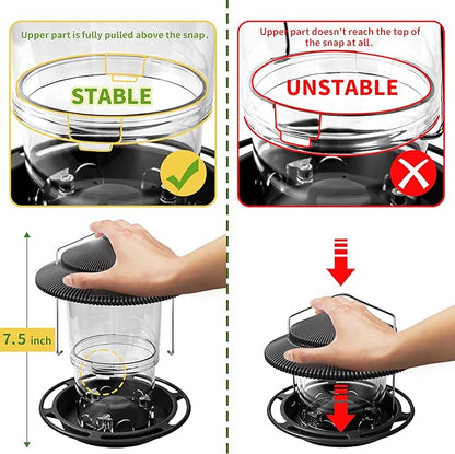 Outdoor Bird Feeder, Retractable Bird Feeder Hanging, Metal Hanger, Rainproof & Leak-Proof, Black, Pack of 1