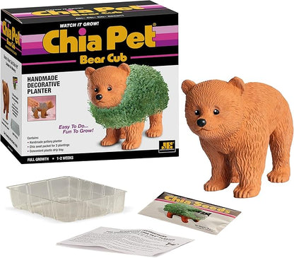 Chia Pet Bear Cub with Seed Pack, Decorative Pottery Planter, Easy to Do and Fun to Grow, Novelty Gift, Perfect for Any Occasion
