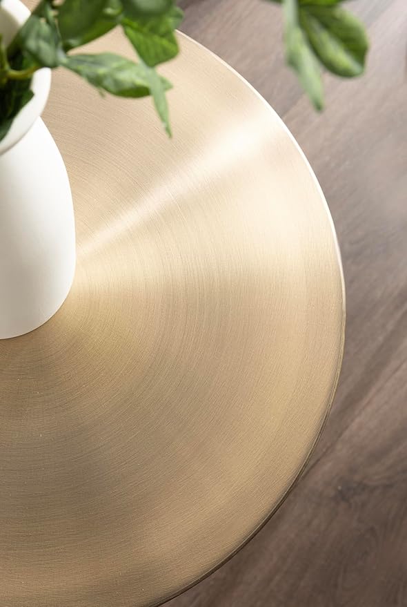 Kate and Laurel Cannings Modern Metal Round Side Table, 14 x 14 x 24, Antique Brass, Transitional Sculptural Indoor Plant Stand with Pedestal Base for Living Room End Table or Bedroom Nightstand