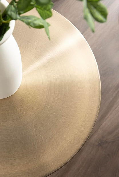 Kate and Laurel Cannings Modern Metal Round Side Table, 14 x 14 x 24, Antique Brass, Transitional Sculptural Indoor Plant Stand with Pedestal Base for Living Room End Table or Bedroom Nightstand