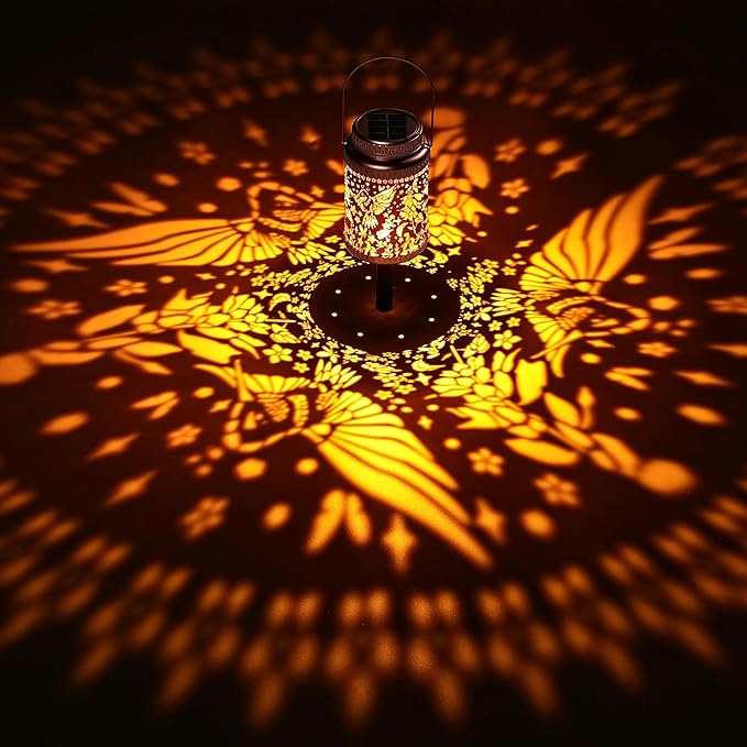 Cooo 4 Pack Solar Lanterns Outdoor Waterproof - Hummingbird Rose Gold Solar Pathway Lights Landscape Path Lights Christmas Lights Gifts for Women Mom Grandma for Garden Yard Patio Backyard Decor