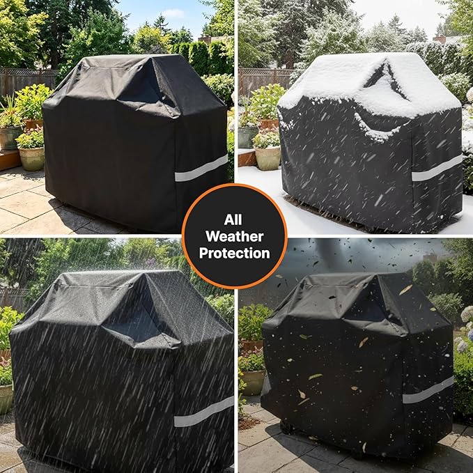 Grill Cover - 65 Inch Heavy Duty BBQ Grill Cover for Outdoor Grill, Waterproof, UV, Fade & Tear Resistant, Gas Grill Cover for Weber Charbroil Genesis Nexgrill and More