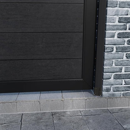 Wood Plastic Privacy Double Fence Gate 6ft(H) x 8ft(W), Metal Frame with Knob Kits, Durable Composite Outdoor Gate,Black