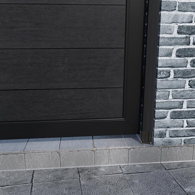 Wood Plastic Privacy Double Fence Gate 6ft(H) x 10ft(W), Metal Frame with Knob Kits, Durable Composite Outdoor Gate,Black