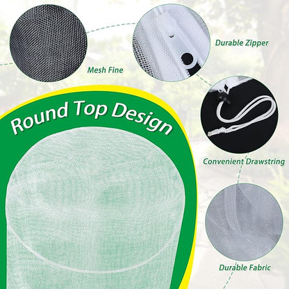 2 Pack Garden Netting for Plant, 2.7x3.3ft Round Top Bird Netting Pest Barrier Mesh with Zipper and Drawstring, Plant Cover Bag for Blueberry Bushes, Small Fruit Tree and Vegetables