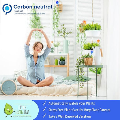 Little Green Leaf Automatic Plant Watering Globes Self Watering Planter Inserts (Set of 4) | Hands Free Clear Mushroom Glass Bulbs | Planter Spikes to Support Indoor & Outdoor Plant Health (180ml)