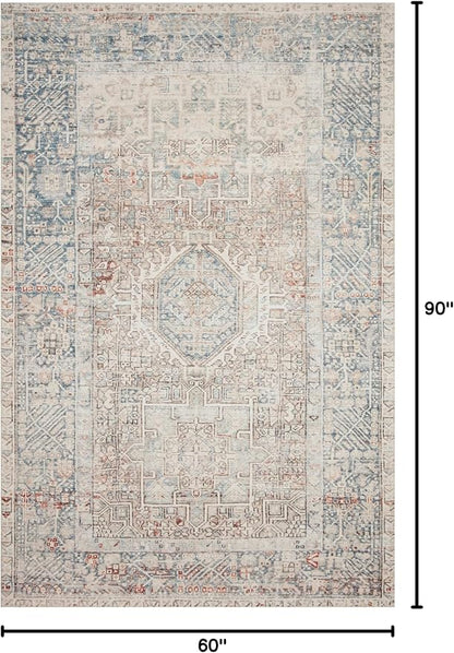 Loloi Chris Loves Julia Jules Collection JUL-07 Natural/Ocean 5'-0'' x 7'-6'', .13" Pile Height, Area Rug