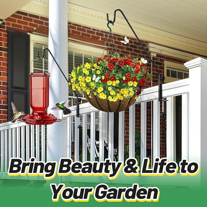 Biubee Deck Bird Feeder Hanger for Failing- 2Pack Heavy Duty Steel Stable Deck Railing Plant Hanger Outdoor, with Adjustable 3.1" Clamp, Deck Hook for Bird Feeder Plant Hangers Lanterns, 13.8 Inches