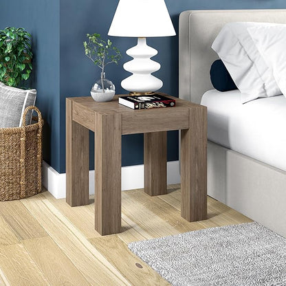 Henn&Hart Langston 22" Wide Square Side Table in Antiqued Gray Oak