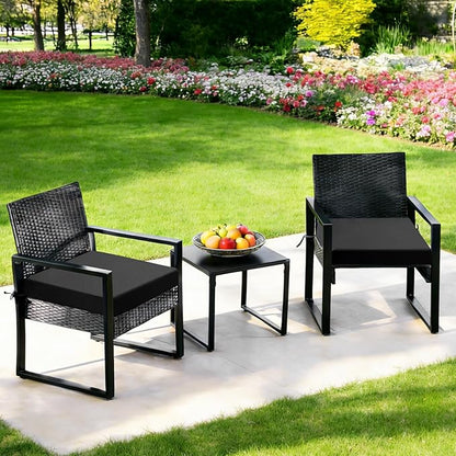 Outdoor Chair Cushions Set of 2, 22x22x3 Inch Waterproof & Fade Resistant Patio Furniture Seat Cushions with Ties, Square Outdoor Dining Chair Cushions for Lawn, Garden, Deck & Yard, Black