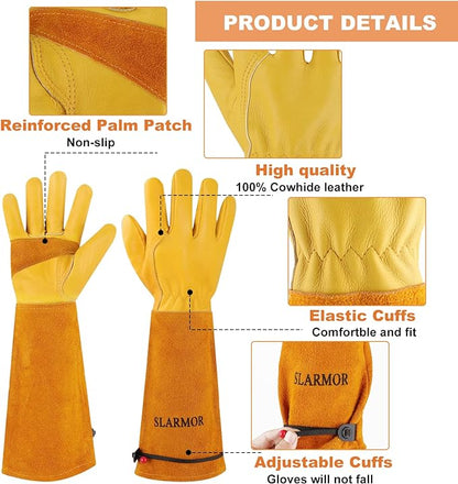 Long Gardening-Gloves Women/Men-Thorn proof Rose Pruning Heavy Duty Gauntlet, Best Garden Gifts for Gardener-XS
