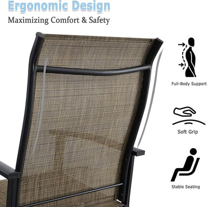 Patio Dining Chairs Set of 4, Outdoor Dining Chairs with High Back, Metal Outdoor Chair Set with Comfort and Durability, Patio Chair for Deck Lawn Kitchen Garden Backyard, Mocha