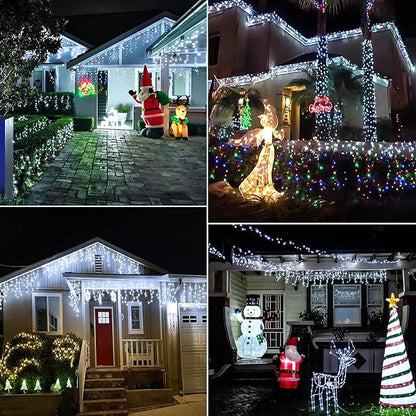 Icicle Lights for Outside 33ft 400 LED Icicle Christmas Lights Outdoor with 8 Modes 75 Drops Waterproof Plug in Fairy Curtain Lights with Timer for Party Holiday Wedding Decorations, Cool White