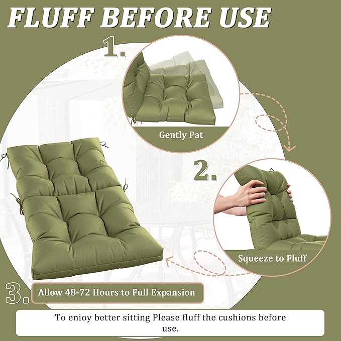 Patio Seat&Back Chair Cushions for Outdoor Furniture，Comfortable Cushions for Rocking/Dining/Lawn Chair-Set of 4