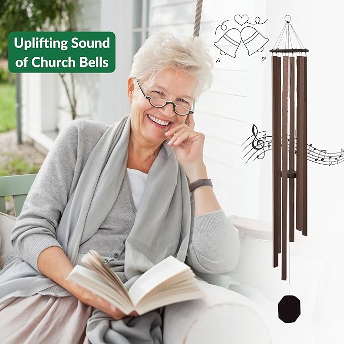 Lambright Chimes Church Bell Large 65" Tall Bronze Personalized Wind Chime, Custom Windchimes for Memorial, Sympathy, Loss, Anniversary for Wife, Friend, Mother, Grandmother, Pet - Made in America