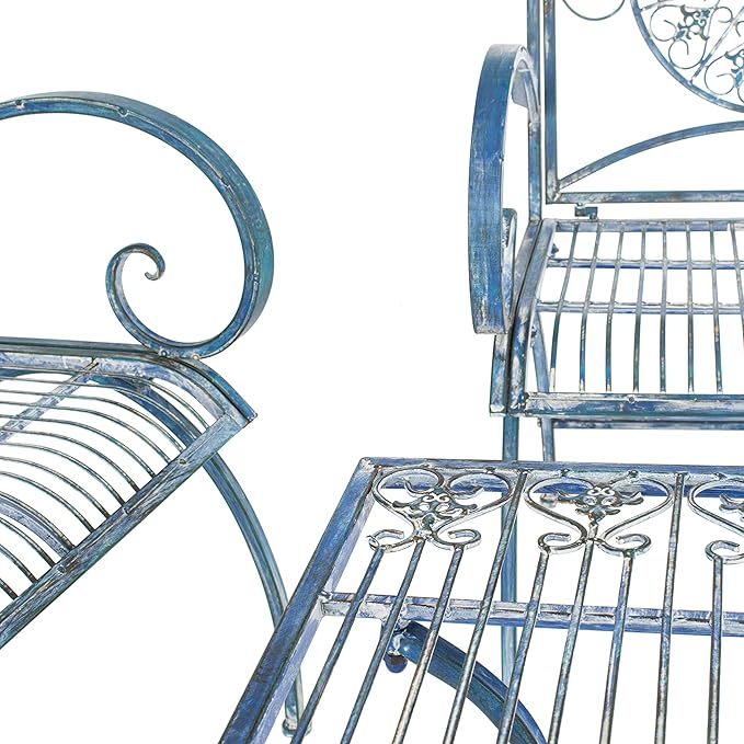 SAFAVIEH PAT5001C Collection Sophie Victorian Antique Blue 4-Piece Patio Outdoor Set