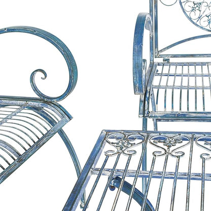 SAFAVIEH PAT5001C Collection Sophie Victorian Antique Blue 4-Piece Patio Outdoor Set