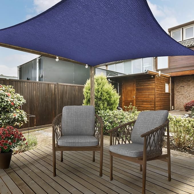 AsterOutdoor Sun Shade Sail Rectangle 10' x 13' UV Block Canopy for Patio Backyard Lawn Garden Outdoor Activities, Blue