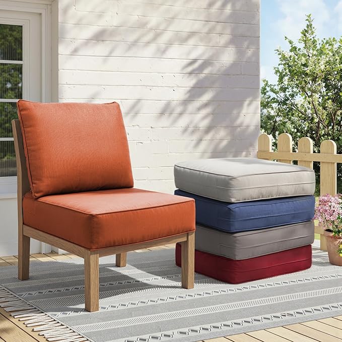 6" Thick Outdoor Chair Cushions - 22"* 24" Patio Furniture Cushions with Water Resistant & Removable Cover, 28D High Density Sponge Patio Cushion for Outdoor Furniture Couch Chair Orange
