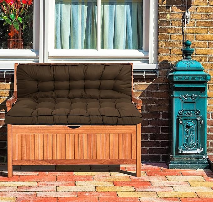 Swing Replacement Cushions with Backrest, 2 or 3 Seater Waterproof Non-Slip Overstuffed Swing Pad, Indoor/Outdoor Bench Cushion for Porch Chair Swing Garden Furniture (Brown, 40 * 63 in)