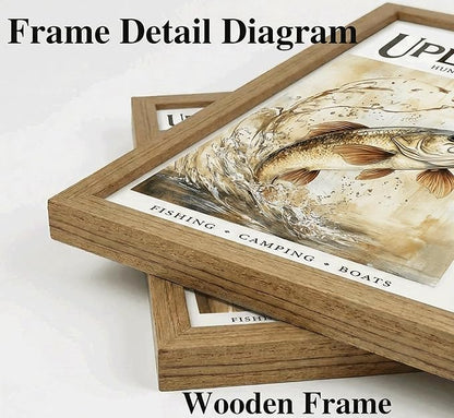 3Pcs Framed Rustic Outdoor Wildlife Canvas Wall Art,Watercolor Deer Duck And Fish Wall Decor Pictures,Vintage Farmhouse Hunting Posters Prints,for Living Room Bathroom Kitche Home Decoration