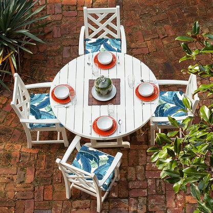 LVTXIII Outdoor Seat Cushions Set of 2 Square Corner Chair Cushions with Ties, Patio Chair Pads for Home Office and Patio Garden Furniture Decoration 18.5"x16"x2", Swaying Palms Blue