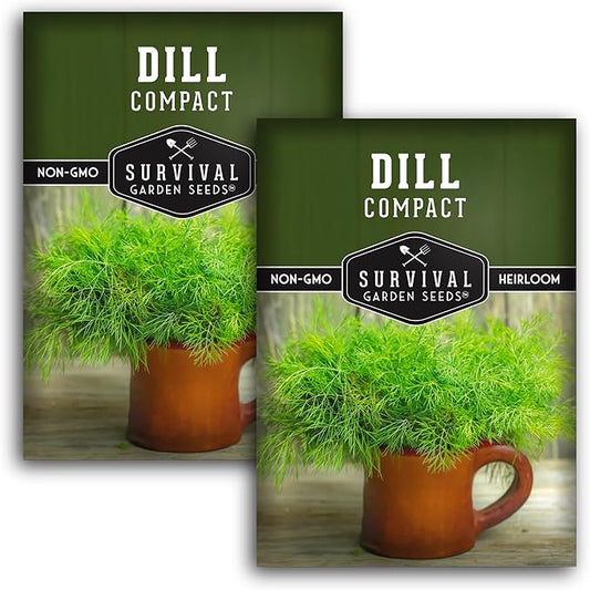 Compact Dill Seeds for Planting – Dwarf Dill for Containers & Small-Space Gardens – High Germination Heirloom Non-GMO Herb for Indoor or Outdoor Growing – Survival Garden Seeds (2 Packs)