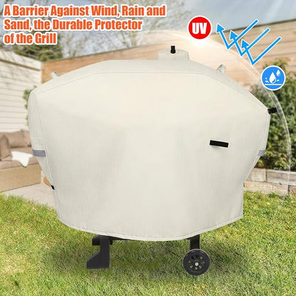 Grill Cover for Camp Chef 24 Pellet Grills, Model DLX 24, SmokePro 24, Woodwind 24 Pro Pellet Grills, PG24, PG24LS, PG24S, PG24SE, PG24LTD, PG24XT, SG24, SmokePro DLX, Anti-UV 600D, Beige
