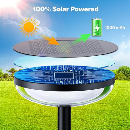 Solar Pathway Lights Outdoor, 6 Pack 27'' Tall Solar Garden Lights Outdoor Waterproof Bright Up to 12 Hrs, Round Garden Light for Yard Flower Bed Patio Path Walkway Driveway Outside Decor