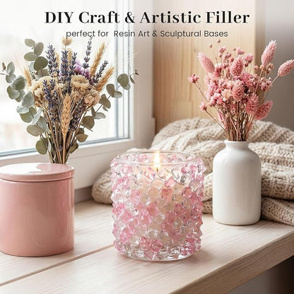 DomeStar Fake Ice, 150PCS Acrylic Fake Diamonds Vase Fillers Pink and Transparent Rocks Plastic Gems for Party Table Scatter Decor