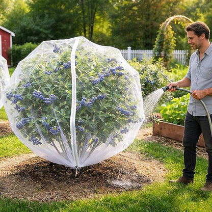 Blueberry Bush Netting Cover 2 Pack 8 x 8 ft, Garden Bird Netting with Zipper & Drawstring, Reusable Berry Bush Netting for Highbush Blueberries & Fruit Tree, Bird Deer Insect and Poultry Barrier