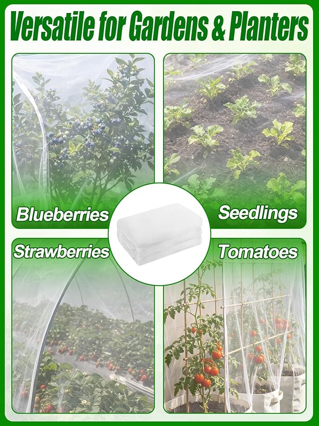 8x25ft Large Garden Netting - Ultra Fine Mesh Plant Covers to Keep Small Animals Pest Out, Bird Barrier Screen for Protecting Vegetables Fruits Flowers Raised Beds (Without Support Pole)