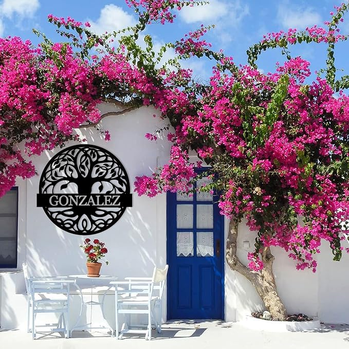 Tree of Life Custom Metal Signs, Personalized Tree of Life Family Sign Wall Decor, Outdoor Yard Decor, Last Name Sign for Home, Black Metal Wall Art, Housewarming Decorations Gift