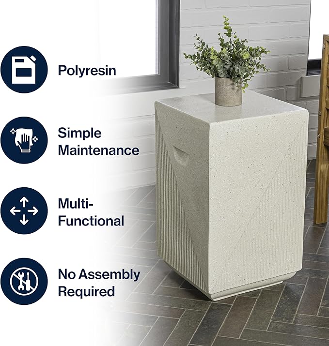 JONATHAN Y TBL1104A Adrian 20.75" Contemporary Minimalist Square Indoor/Outdoor Accent Table Modern, Mid-Century, Art Deco, Contemporary, Patio, Garden, Bathroom, Living Room, Cream Terrazzo Finish