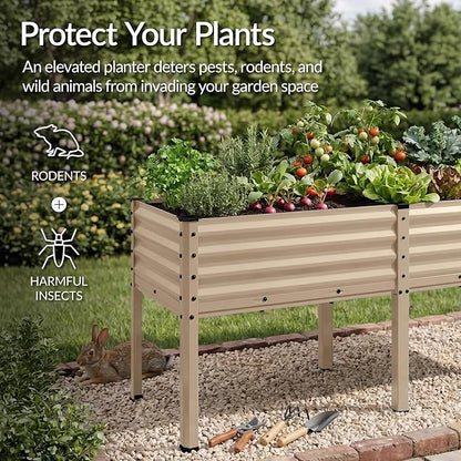 Best Choice Products 72x24x30in Non Toxic Galvanized Raised Garden Bed, Metal Elevated Planter Box, Vegetable Garden, 100% Non Toxic Materials - Beige