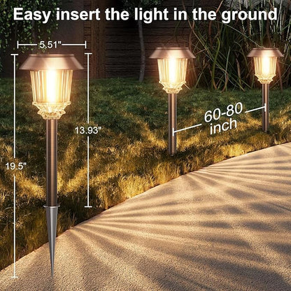 XMCOSY+ Solar Pathway Lights Outdoor - 6 Pack Solar Lights Outdoor Waterproof, 10-40 LM Dimmable Auto On/Off Solar Outdoors Lights Yard Garden Walkway Driveway (Warm White)