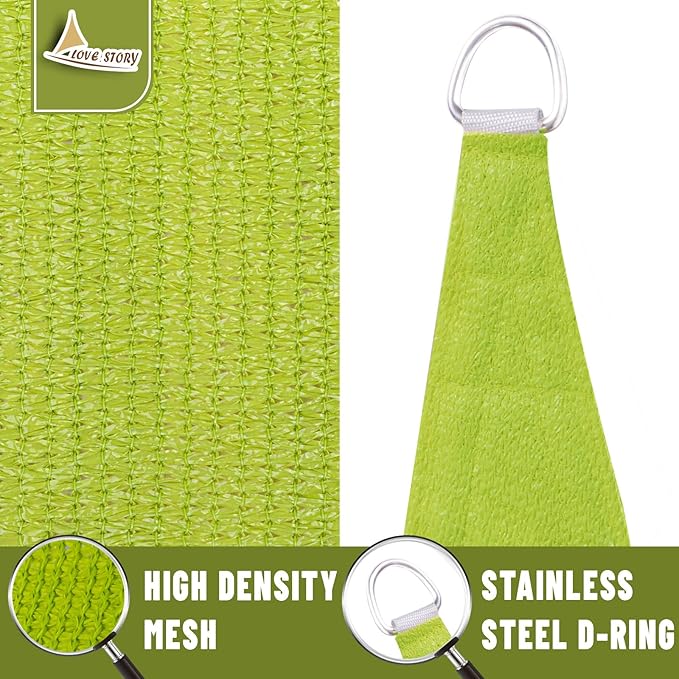 LOVE STORY 20' x 20' x 20' Triangle Lemon Green Sun Shade Sail Canopy UV Block for Outdoor Patio Garden Backyard