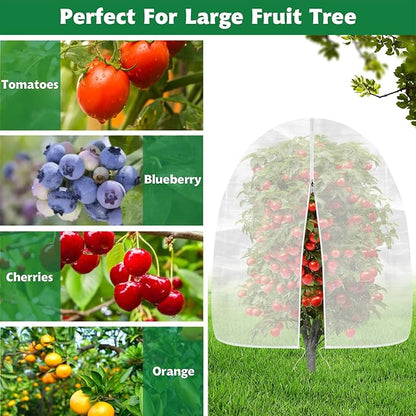 OZMI Bird Netting for Garden, 6 x 6 FT Blueberry Bush Netting Cover with Zipper, Drawstring Reusable Mesh Plant Protector for Shrubs Bush Fruit Tree Potted (2 Pack)