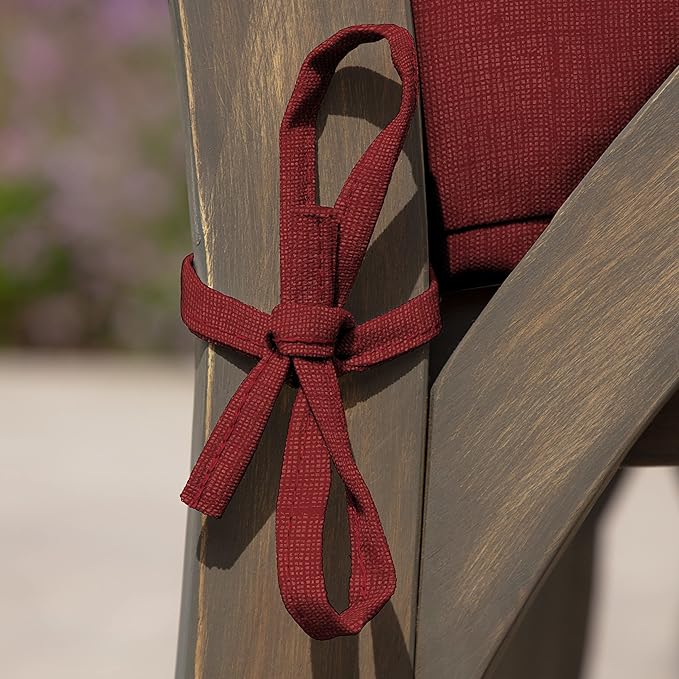 Arden Foam Outdoor Seat Cushions (4-Pack), 19 x 19, Premium High-Density Foam, Never Flattens, Weather-Proof for Outdoor Chairs Ruby Red Leala