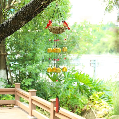 Taman Wind Chime for Outside - 27.5" Cardinals Wind Bell for Outdoor Decorative Mobile Memorial Sympathy Xmas Gift for Home, Outdoor, Yard, Patio,Garden Christmas Decor