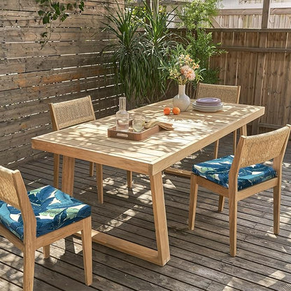 LVTXIII Outdoor Seat Cushions Set of 2 Square Corner Chair Cushions with Ties, Patio Chair Pads for Home Office and Patio Garden Furniture Decoration 18.5"x16"x2", Swaying Palms Blue
