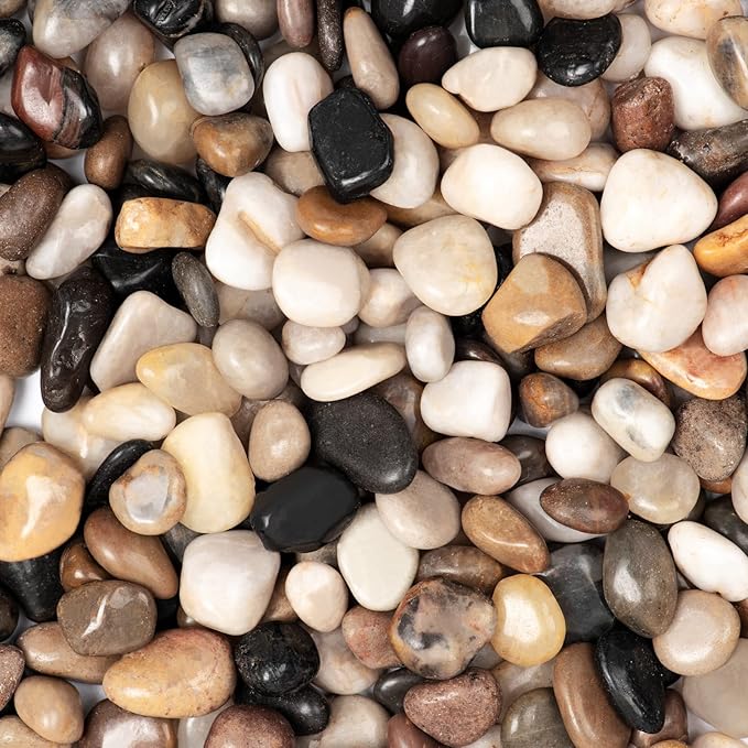20lbs Natural River Rocks, Polished Pebbles for Plants Garden, 0.3-0.8 inch Decorative Peach Stones, Ideal for Fish Tank, Vases, Crafting, Home Decor and Garden Landscaping Rocks,Mix
