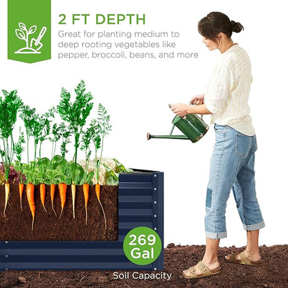 Best Choice Products 6x3x2ft Outdoor Metal Raised Garden Bed, Deep Root Box Planter for Vegetables, Flowers, Herbs, and Succulents w/ 269 Gallon Capacity - Navy