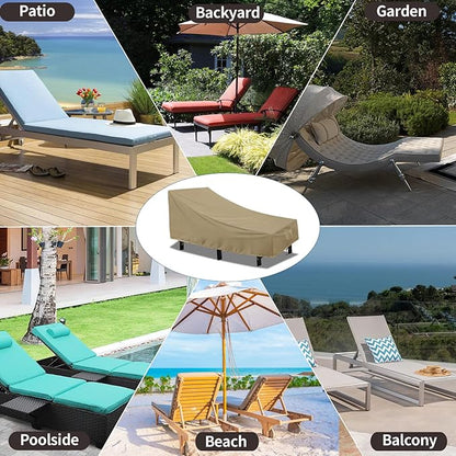 PureFit Outdoor Chaise Lounge Cover, Lounge Chair Covers Waterproof Patio Furniture Lounge Chair Cover, UV Resistant & Weatherproof, 1 Pack, 78"L x 35.5"W x 33"H Inches, Camel