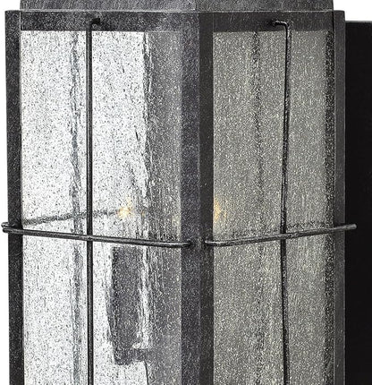 Hinkley Bingham Medium Wall Mount Outdoor Lantern - Gas Light Style, Aluminum, Clear Seedy Glass - Greystone Finish
