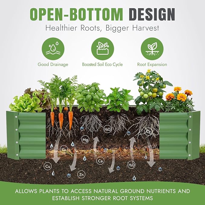 INNO STAGE 2 Pcs 4×2×1ft Galvanized Raised Garden Bed Kit, Galvanized Planter Raised Garden Boxes Outdoor, Large Metal Raised Garden Beds for Vegetables, Flowers, Herbs, OliveGreen