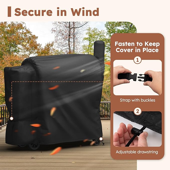 MR. COVER Grill Cover for Pit Boss 820 /Pro 850, Z Grill 700, 600D Wood Pellet Smoker Cover for Pitboss, Waterproof & Heavy Duty BBQ Grill Cover for Pit Boss 820 Deluxe, Pro 850 and Z Grill 700, Black